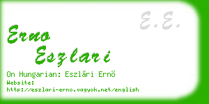 erno eszlari business card